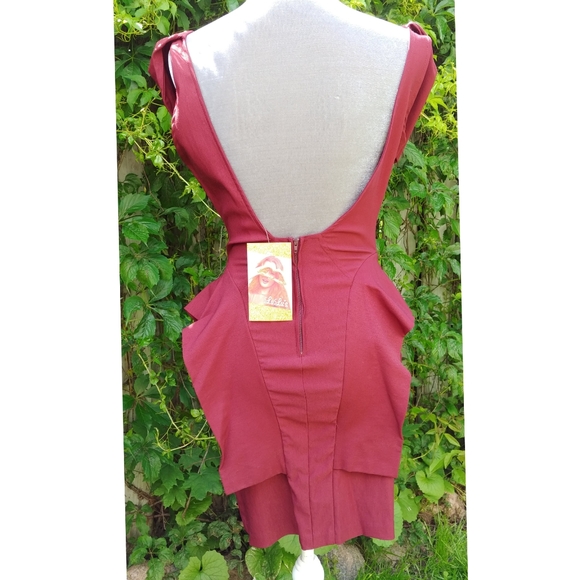 Lulus burgundy peplum mini dress NWT - Picture 4 of 6